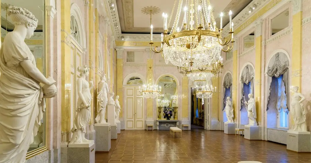 The Albertina Museum in Vienna with its grand neoclassical façade and ramp entrance.