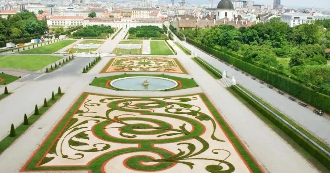 Detailed floral patterns in the Lower Belvedere Garden.